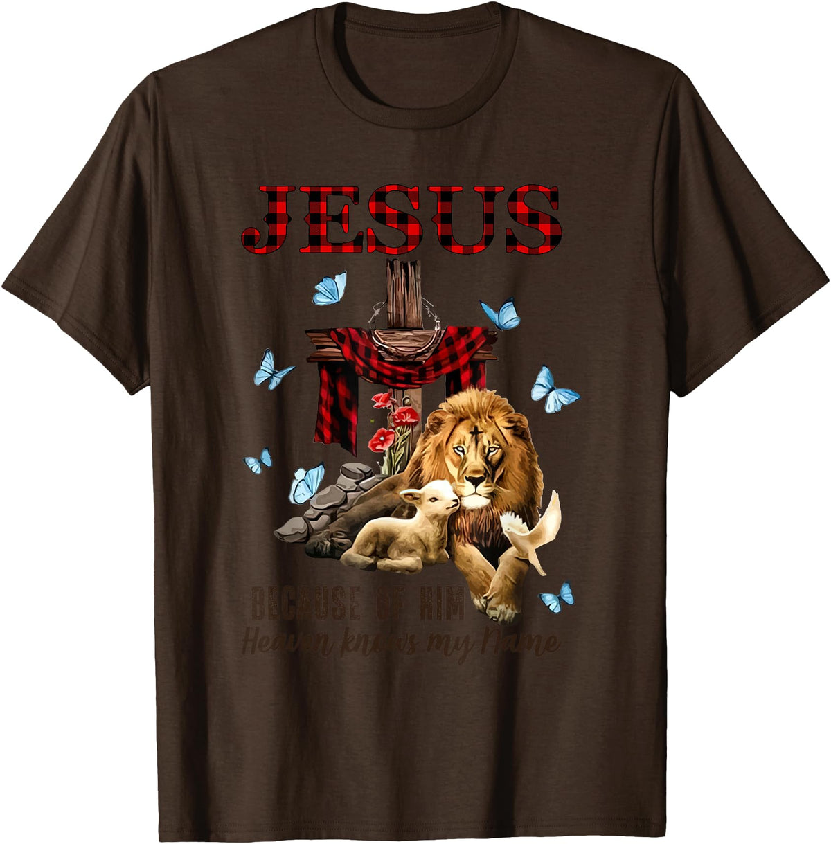 Unknow FAITH Jesus Lion Lamb Heaven Know My Name T-Shirt - Brown