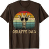 Giraffe Dad Vintage Retro Fathers Day Funny Gift Vintage Giraffe Dad Giraffe Lovers Daddy Father's Day T-Shirt - Brown