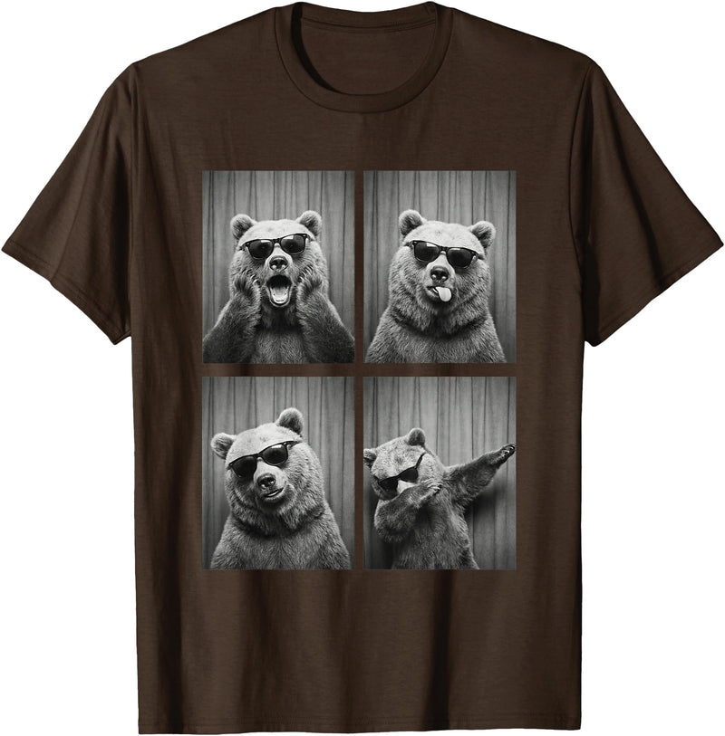 Funny Bear PhotoBooth Stuff Accessories & Gifts Bear PhotoBooth Sunglasses Funny Dab Bears Lover T-Shirt - Brown