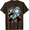 Funny Panda Bear Graphic Tees 3 Panda Moon Howling Panda Head Funny for Men, Women, Kid T-Shirt - Brown