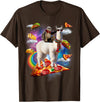 Funny Rainbow Sloth Llama in space Co. Sloth Llama Galaxy Pizza Taco Burrito Rainbow Funny Surreal T-Shirt - Brown