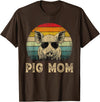 Pig Mom Vintage Retro Mothers Day Funny Gift Vintage Pig Mom Pig Lovers Mommy Mother's Day T-Shirt - Brown