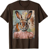 Happy Easter Bunny Rabbit Flower Graphic Art Girl Women T-Shirt in Brown