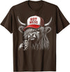 Hot Mess Highland Cow Humor Tee Co. Hot Mess Highland Cow Funny Cute Coffee Lover Graphic T-Shirt - Brown
