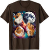 Magic Moon Three Guinea Pig Moon | 3 Guinea Pig Moon Funny Cursed Meme T-Shirt - Brown