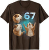 Guinea Pig 67 Meme Trending Vibe 67 Meme Guinea Pig Howling at The Moon Six Seven T-Shirt - Brown
