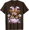 Funny Cow Easter Rabbit Cute Highland Cows Lover Easter Day T-Shirt - Brown