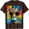 Giraffe Vintage Sunglasses Funny African By Tarin Giraffe Vintage Sunglasses Funny African Animal Lover T-Shirt - Brown