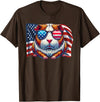 Guinea Pigs American Flag Patriotic Pets Lovers Vintage Guinea Pig Pets Owners Patriotic USA Flag Sunglasses T-Shirt - Brown
