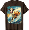 Noah&Friends Pop Art Colorful Cow Surfing T-Shirt - Brown