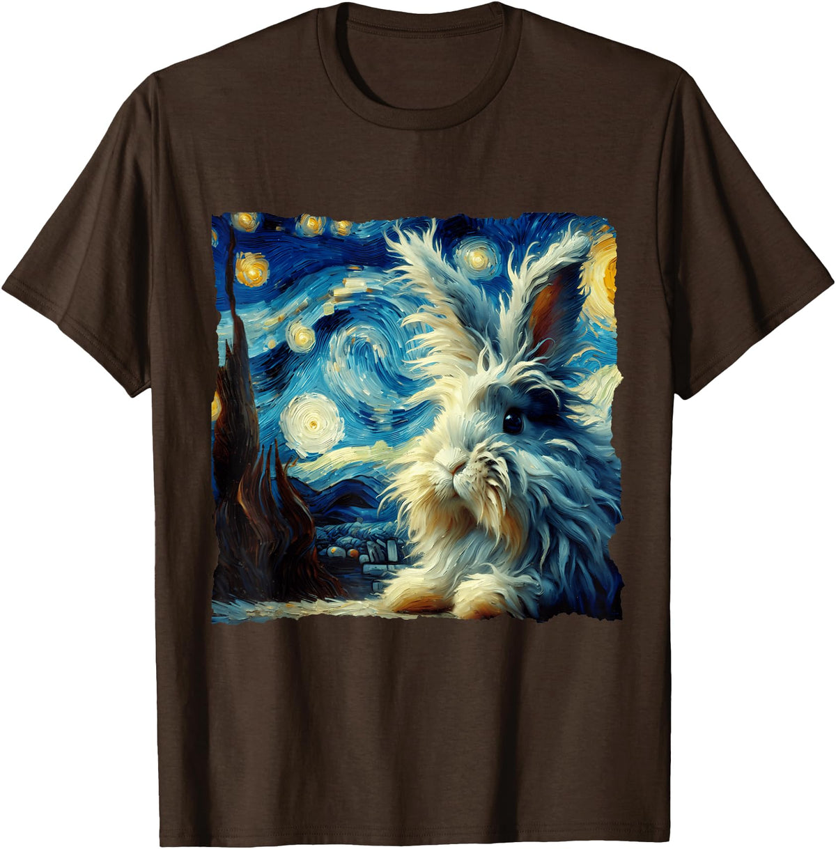 Lionhead Rabbit Starry Night T-Shirt in Brown