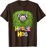 Wild Critter Lover Fun Farmer Combination Tees Hedge Hog Funny Hedgehog Pun Cute Animal How I Roll Pig Farm T-Shirt - Brown