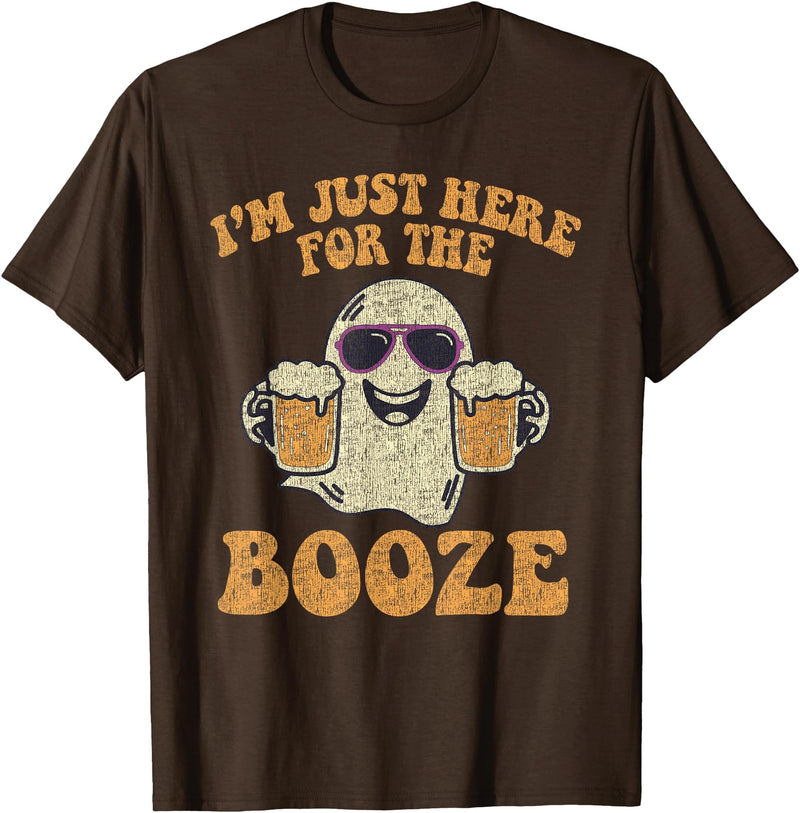 I'm Just Here For The Booze Halloween Beer T-Shirt - Brown