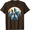 3 Polar Bears Howling Apparel 3 Polar Bears Howling At The Moon Wolf Animal T-Shirt - Brown