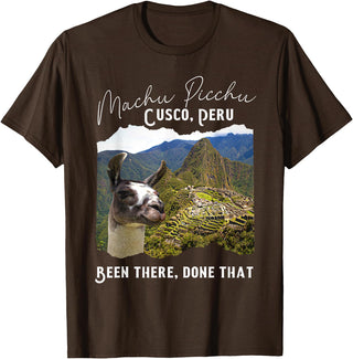 Machu Picchu Souvenir Llama Machu Picchu T-Shirt - Brown