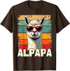 Retro Alpaca and Llama Fan tee for Dads ALPAPA Funny Dad Father's Day Alpaca and Llama Lovers T-Shirt - Brown