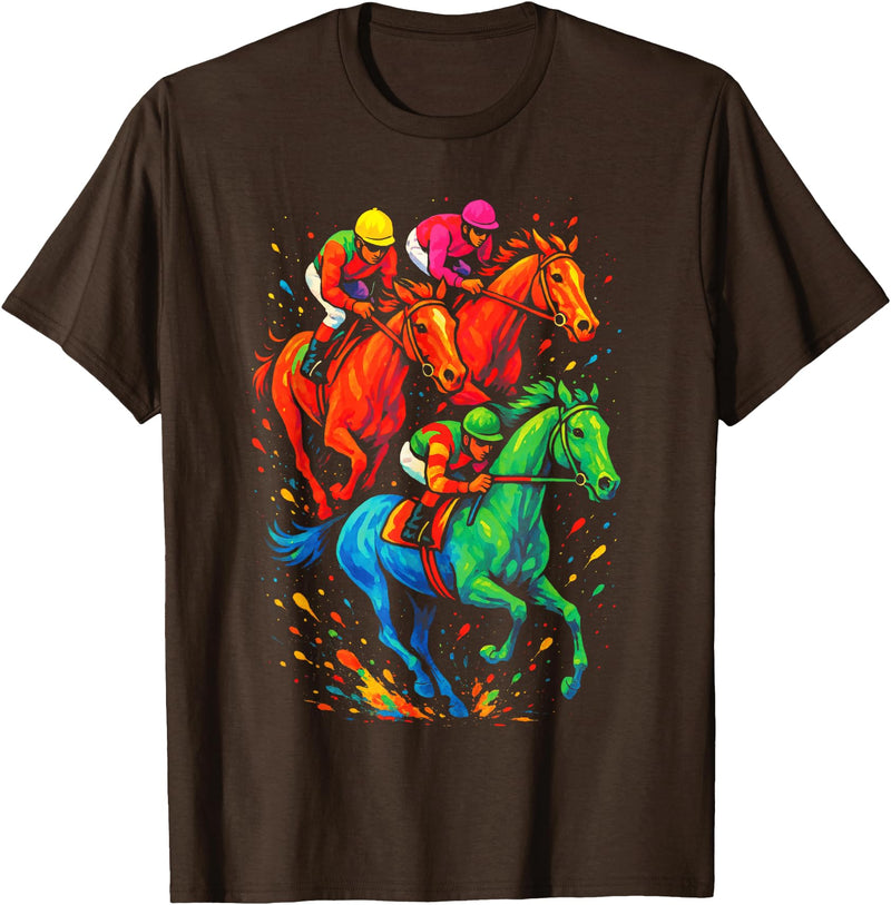 Horse Racing Designs Horse Racing Art - Vintage Derby Lovers T-Shirt - Brown