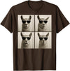 Retro Llama Portrait with Sunglasses Funny Llama Lover Cute Llama Photo Booth T-Shirt - Brown