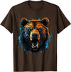 Forest Animal Art Bear Portrait Splash Forest Artwork Animal Lovers Motif T-Shirt - Brown