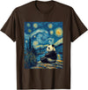 Bear Designs. Cute Panda Bear Van Gogh Style Starry Night Graphic T-Shirt - Brown