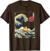 Hamster Kanagawa Wave Funny Surf Animal T-Shirt - Brown