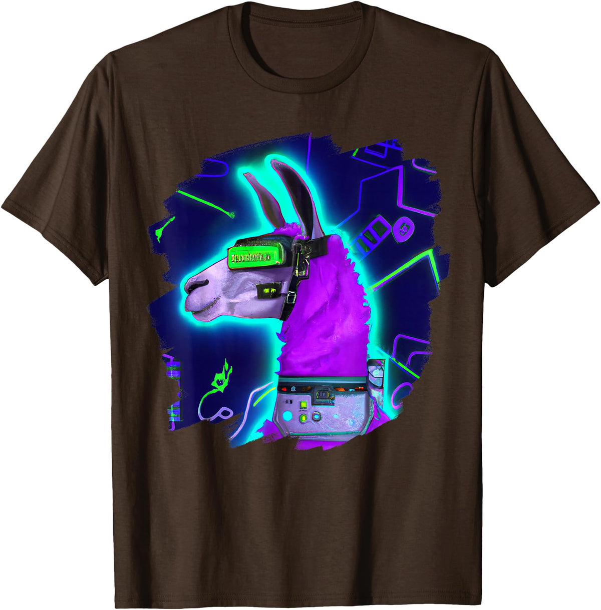 Llama Robot Cyborg Life Apparel Llama Cyborg Robot Llama Cool Artistic Retro Alpacas T-Shirt - Brown