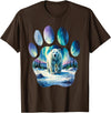 Soft Shapes Studio Polar Bear with Northern Lights in Paw-Shaped Frame T-Shirt - Brown
