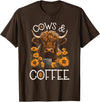 Scottish Highland Cow Gifts For Cowgirls Highland Cow and Coffee, Funny Western Girl Country T-Shirt - Brown