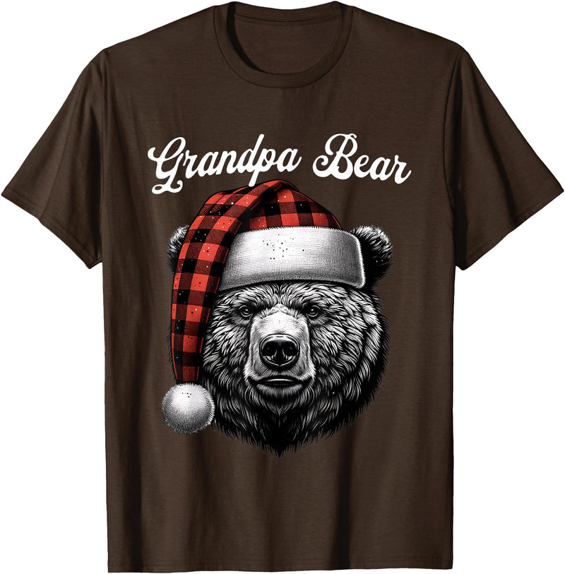 Family Matching Christmas Bear Outfits for Family Grandpa Bear Christmas Red Buffalo Family Matching Christmas T-Shirt - Brown