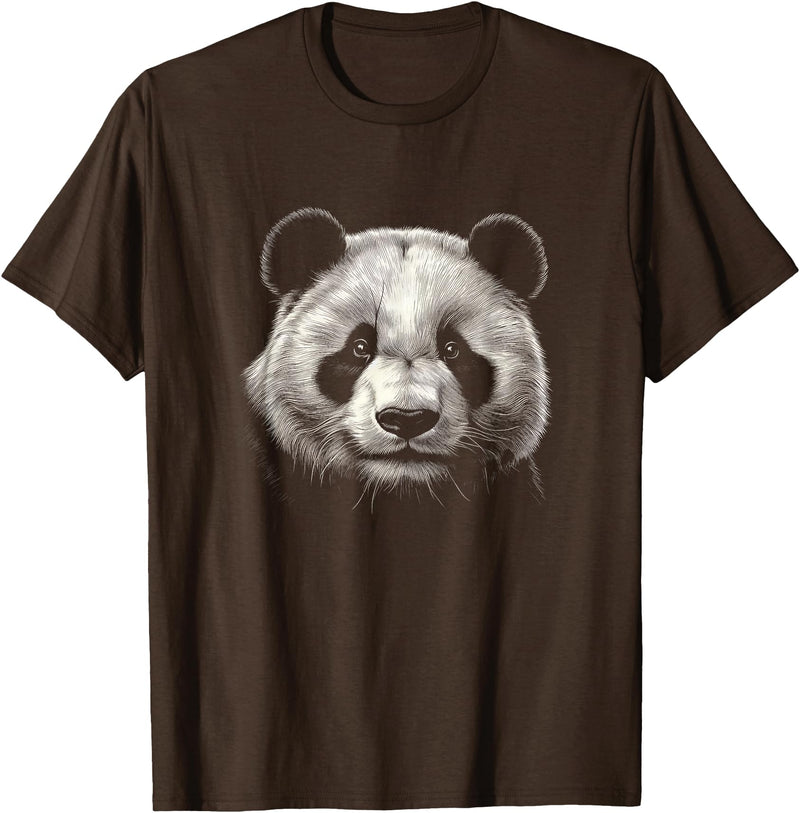 Panda Lover Theme Designs Panda Bear Face Graphic Art Design T-Shirt - Brown