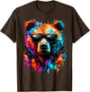 Funny Colorful Bear Lover Wildlife Colourful Bear with Sunglasses T-Shirt - Brown