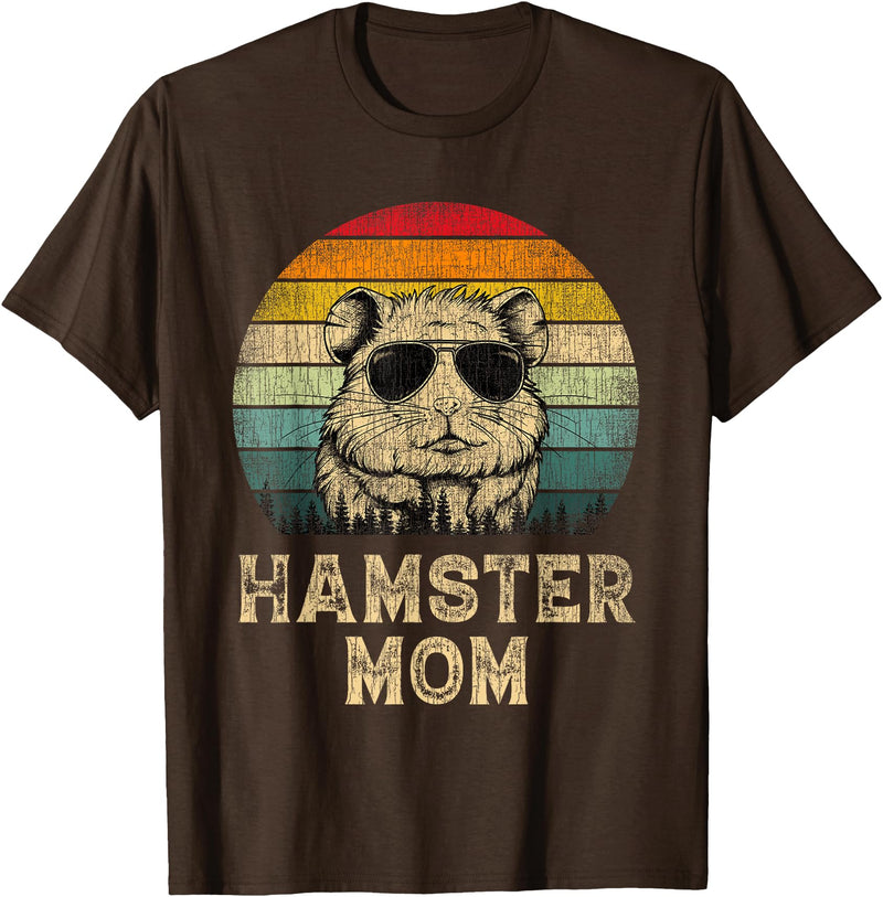 Vintage Hamster Mom Hamster Lovers Mommy Mother's Day T-Shirt - Brown