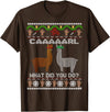 llama shirt collection by Jean Olivier funny llama with hats Christmas look carl what did you do T-Shirt - Brown