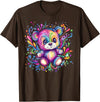 Vibrant Colorful Teddy Bear Illustration Rainbow Splash Teddy Bear T-Shirt - Brown
