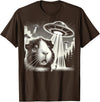 Guinea pig UFO BY TEERA Guinea pig UFO Funny Meme Selfie T-Shirt - Brown
