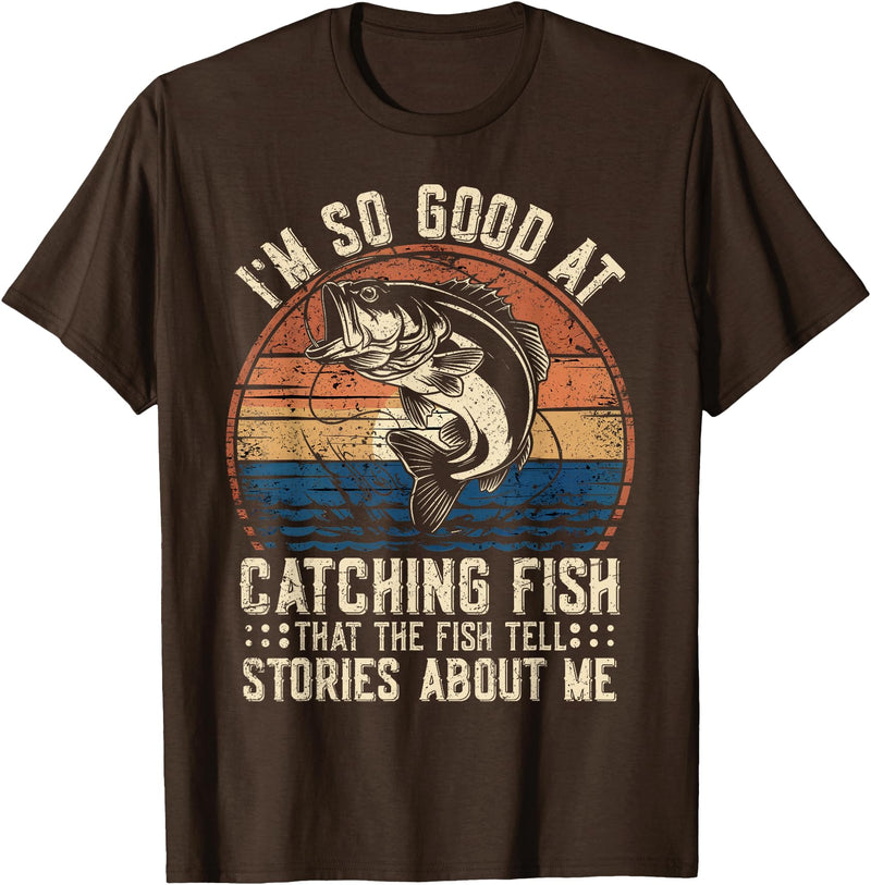 Funny Fisherman Fish Saying Mens Fishing Funny Fisherman Bass Fishing Jokes Fish T-Shirt - Brown