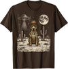 Retro Catahoula Leopard Dog Lover Halloween Moon Funny Catahoula Leopard Dog Cowboy Western UFO T-Shirt - Brown
