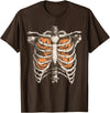 Ribcage Pumpkin Spooky Halloween Women Men Kids Retro Vintage 90s Ribcage Pumpkin Face Horror Halloween T-Shirt - Brown