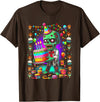 Zombie Holding Birthday Cake Halloween Birthday Horror Party T-Shirt - Brown