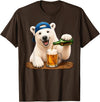 Funny Polar Bear Beer Happy Apparel Polar Bear Drinking Beer Funny Animal Meme Lovers Men Women T-Shirt - Brown