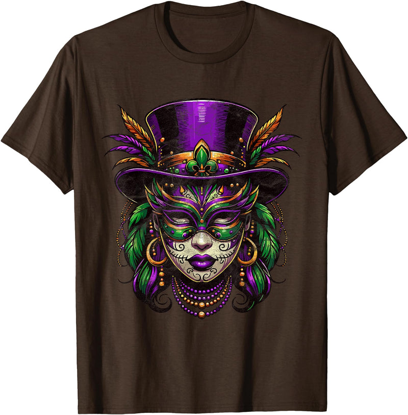 Mardi Gras Voodoo Doctor Clothing Women Mardi Gras Priestess Women New Orleans Witch Doctor Voodoo T-Shirt - Brown