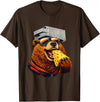 Retro Bear with Cheese for Boys Funny Animal humor Retro Bear Eating Cheese with a Grater Hat T-Shirt - Brown
