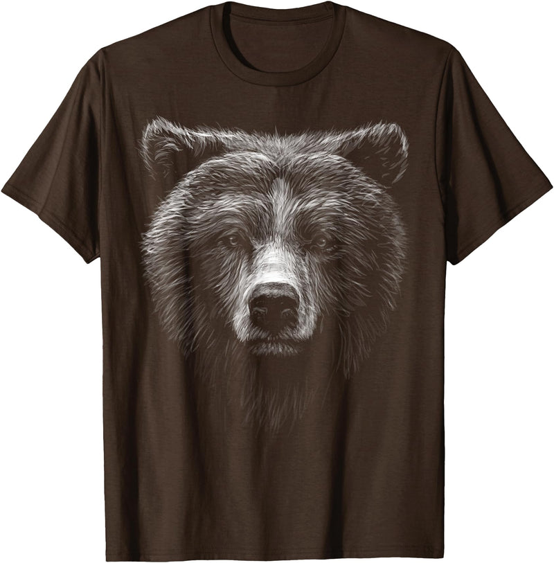 black animals art cute brown bear head black art for lovers Wild Bears animals T-Shirt - Brown