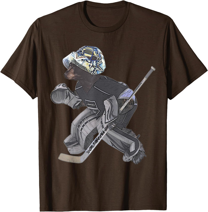 Behrbones Bear Hockey Goalie T-Shirt - Brown