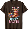 Farm Animal Highland Cow Easter Break Gifts Happy Easter Day Highland Cow Holiday Bunny Women Kids T-Shirt - Brown