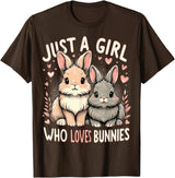 Just a Girl Who Loves Bunnies Rabbit T-Shirt in Brown