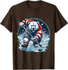 Hockey Player Love Polar Bear Hockey Bear on Ice: A Funny Polar Bear Playing Hockey T-Shirt - Brown