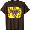 Softball Highland Cow With Bandana Glasses Happy Mother's T-Shirt - Brown