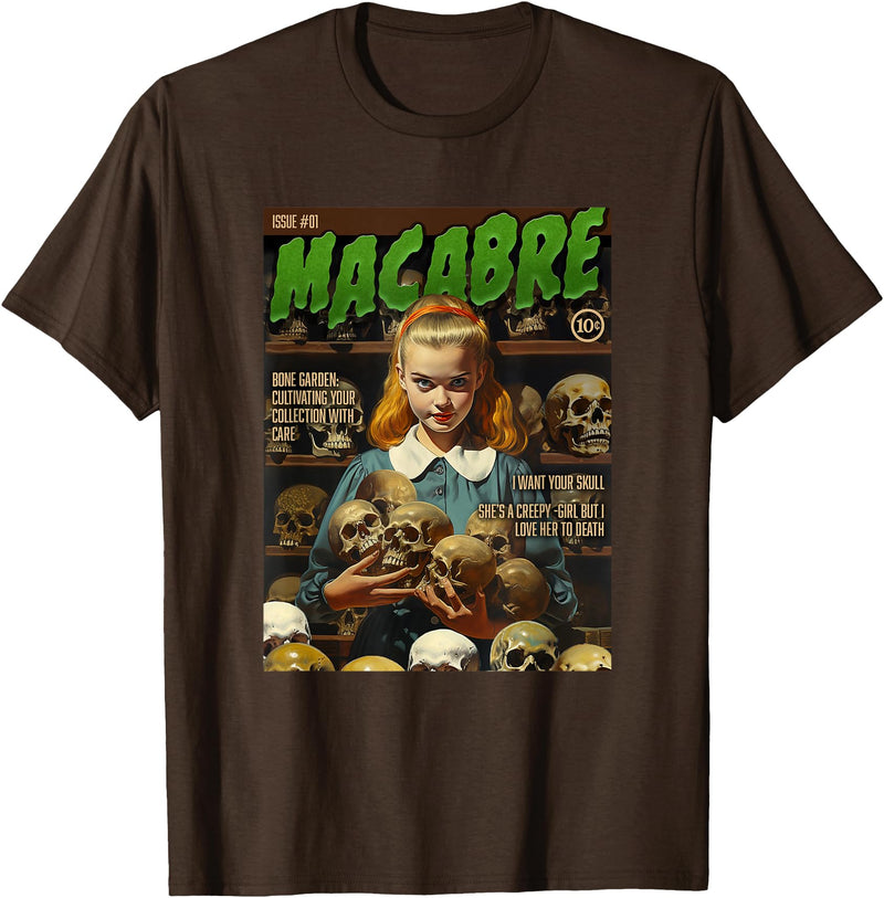 Last Gasp Graphics Skull Collector 1950s Horror Comic Cover T-Shirt - Brown