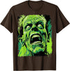FrightNightFits Classic Horror Green Evil Crazy Scientist Freak Halloween T-Shirt - Brown